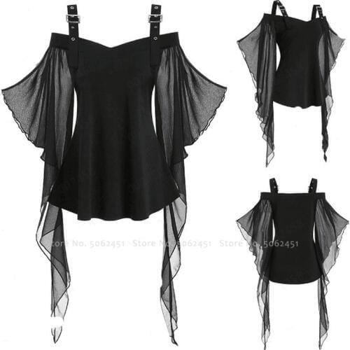Medieval Women Sexy Blouse Gothic Court Noble Tops Witch Queen Elf Ruffle Party Cosplay Costumes Stage Dance Victorian Outfits