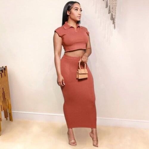 Summer Clothes Sexy Two Piece Set Women Skinny Short Sleeve T-shirt Crop Top+Skirt Suit Club Outfits Streetwear Wholesale Items