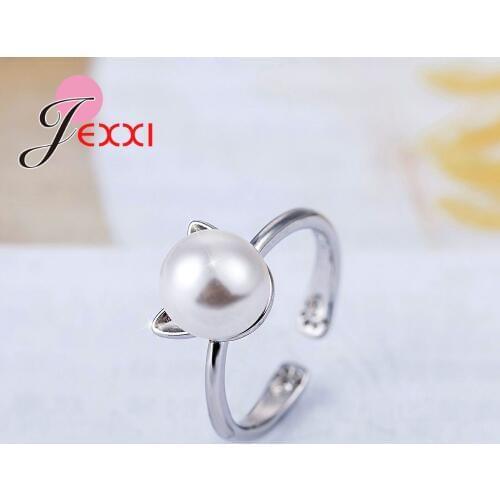 Design Fashion 925 Sterling Silver Lovely Cat Shaped Adjustable Rings Women Girls Valentines Birthday Gift