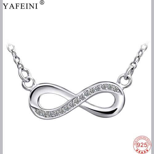 YFN 925 Sterling Silver Necklace Women Infinity Love Pendants Necklaces Women Jewelry CZ Crystal Silver 925 Jewelry Moms Gifts