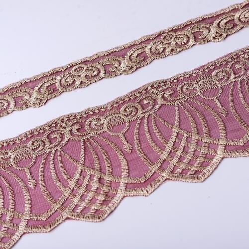 1 meter 12 cm 3 cm Lace Trim Ribbon Embroidery for Sofa Curtain Garment Trimmings Home Textiles Dark Red Gold Line Lace Fabric