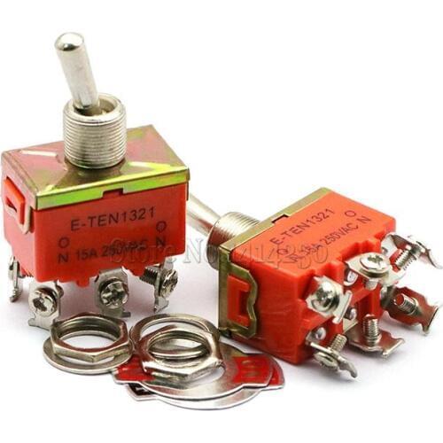 1Piece Power Switch E-TEN1321 15A 250V AC 6PIN ON-ON 12mm Toggle Switch / Rocker Switch