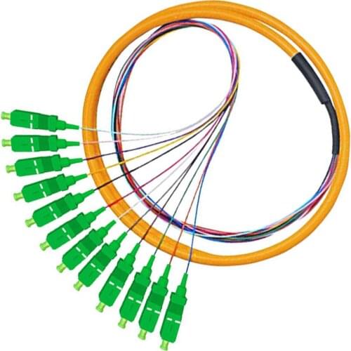 12 core pigtail fiber optic patch cord 0.9mm 1 meters SC/APC Single-mode fiberr optic patch cord Free Shipping