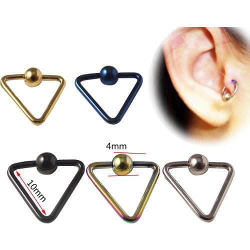 2Piece 16G Gold Black Titanium Captive Bead BCR Triangel Tragus Helix Rings CBR Lip Labret Nose Rings Body Piercing Jewelry