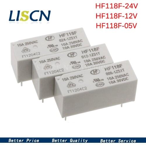 2PCS Relay HF118F 005-1ZS1T HF118F-012-1ZS1T HF118F 024-1ZS1T HF118F 012-1ZS1T HF118F 024 1ZS1T 5PIN 5V/12V/24V 10A