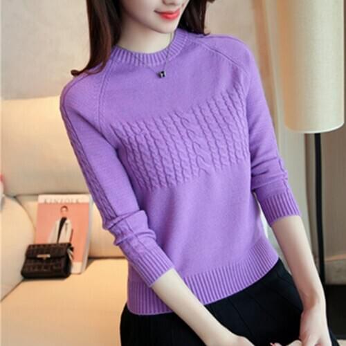 2021 New Spring Autumn Womens Blouses Pullover Long Sleeve O-Neck Knitted Sweaters Female Short Clothes Thick Warm Solid Tops