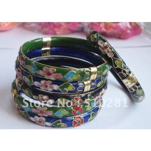 36piece/lot 3color Cloisonne Cuff Bangle Cuff Bracelets (red blue black 3 color with flower design)