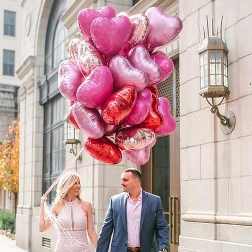 5/10pcs Valentines Day Decorations 18inch Red Rose Gold Love Heart Shape Helium Foil Globos Wedding Birthday Party Supplies