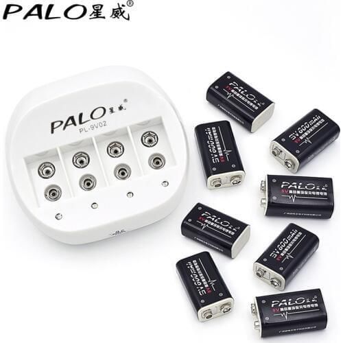8pcs Li-ion 9V Batteries Rechargeable with Battery Charger For 6F22 9V Lithium Rechargeable Battery for 9v Rechargeable Battery