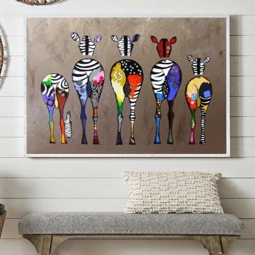 Abstract Zebra Canvas Art Paintings On The Wall Colorful Animals Art Prints African Animals Art Pictures For Living Room Wall