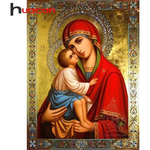 Huacan 5D Diamond Mosaic Embroidery Religion Full Square Diamond Painting Art Virgin Mary Home Decoration Needlework