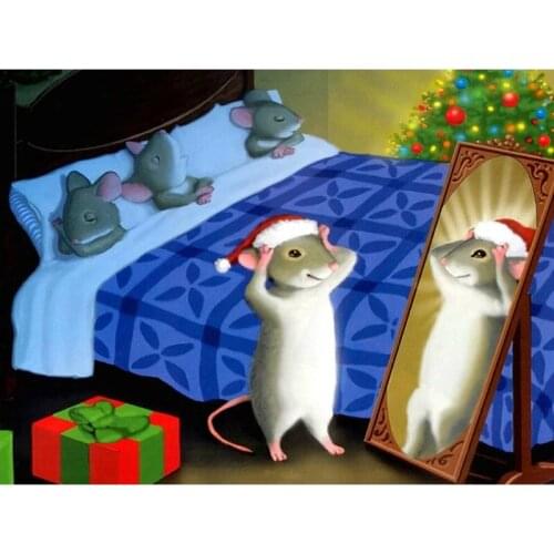 ARMYQZ Full Square Round Diamond Drawing Christmas Mouse Animal Cross Stitch 5D Diy Mosaic Embroidery Sleep In Bed Rhinestone Gi