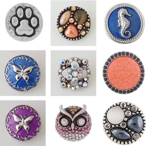 Butterfly Rhinestone Flower 20mm Metal snap button jewelry DIY bracelet KD1011