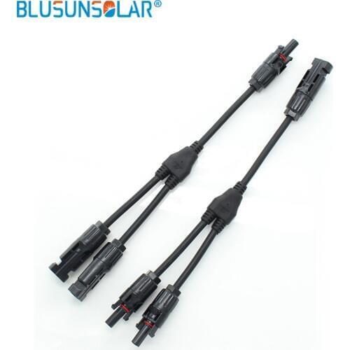 Blusunsolar 100 pairs 2 in 1 Solar Connector Parallel branch Connector Male to Female Parallel Connector DIY Solar Kits System