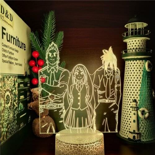 Boku no Hero Academia Big 3 Million Hado Nejire Amajiki Tamaki LED ANIME LAMP Nightlights MY HERO ACADEMIA 3D Visual Light Lamp