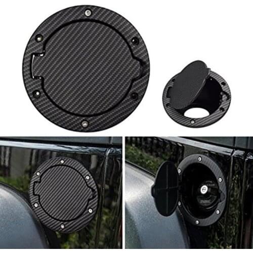 Carbon Fiber Black Steel Gas Fuel Tank Gas Cap Cover for Jeep WRANGLER JK & JKU 2007-2018