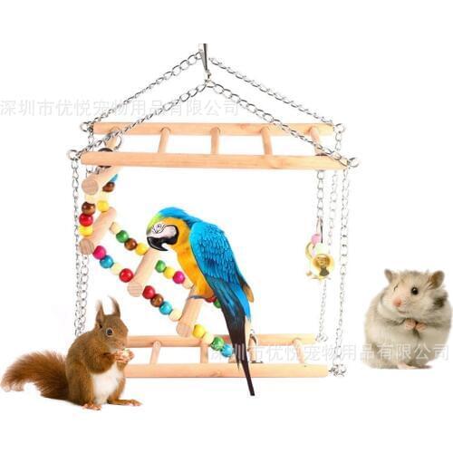 Parrot bird toy wooden toy climbing ladder suspension bridge swing double stand other small bird toy