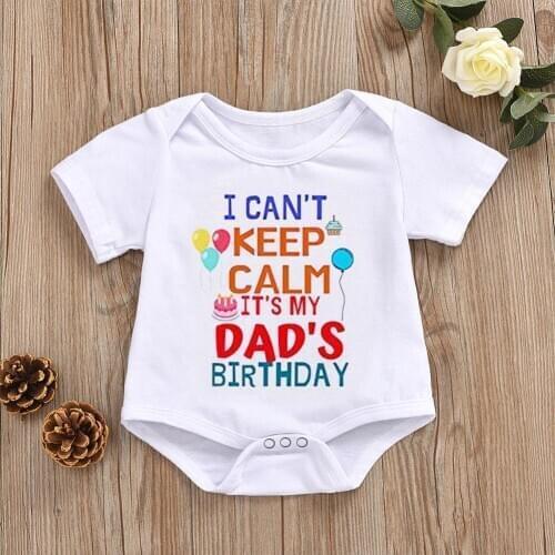 Newborn Baby Bodysuit I CAN'T KEEP CALM ITS DADS Boys Girls Letter Clothes Sleeve Jumpsuit Clothes Short Cotton BIRTHDAY G4E4