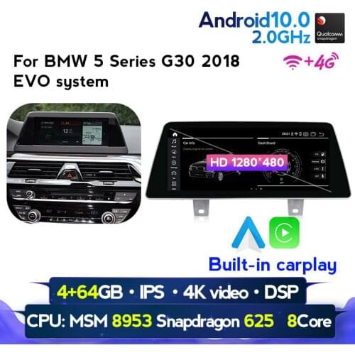 IPS HD 10.25‘’ Anti-glare screen Qualcomm 10 For BMW 5 Series G30 G31 G38 EVO system Car Multimedia radio player Carplay RDS