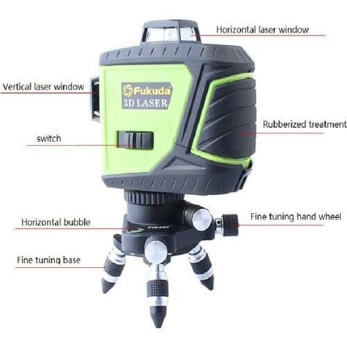MW-93T-2-3GX 12 Lines Osram Blue Laser Level with Battery 3D Laser Beam Line 360 Horizontal and Vertical Cross Powerful
