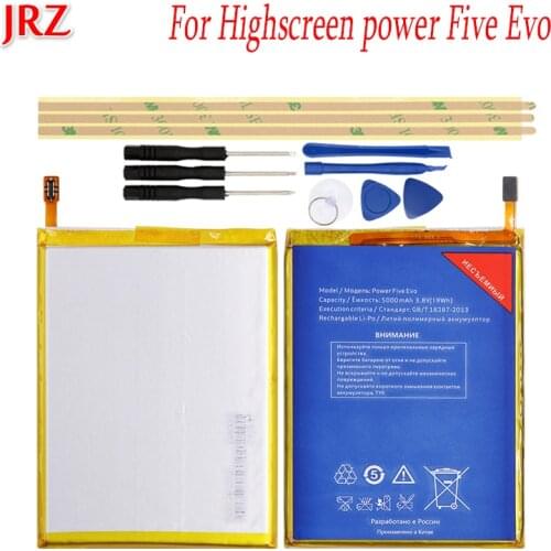 JRZ 3.8V 5000mAh Highscreen Power Five Evo battery Replacement Batteries Bateria For Highscreen Power Five Evo phone with tools