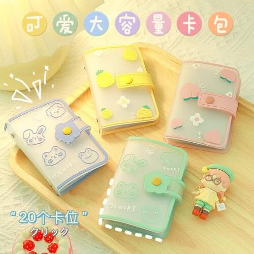 Kawaii 20 Bits Card Case For Girls Business Card Holder Women Credit Passport Card Bag Cute Peach Mini Card Storage Bags WY260