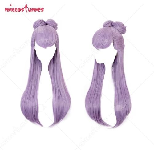 LOL KDA Gradient Mixed Purple Color Evelynn Cosplay Wig with Ball Haircut