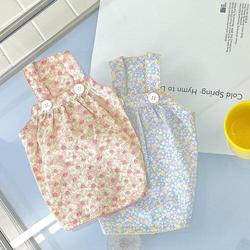Small Dog Cute Skirt Floral Dog Tooth Side Button Sling Skirt Bichon Teddy Dog Skirt Pet Clothes Puppy Summer Clothes Dog Dress