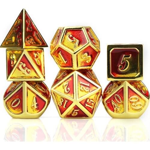 Dnd dice metal dice set polyhedral dice d&d dice dungeon and dragon gold red dice galaxy dice with bag d20 d10 d8 d12 d6