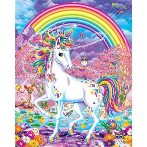 Rainbow unicorn horse Child DIY Digital Painting By Numbers Modern Wall Art Canvas Painting Unique Gift Home Decor 40x50cm