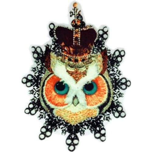 Crown Owl Heat Transfer Applique Patches for Clothing Tops Jeans Jackets T-Shirt Dress Motorcycle Iron-on Patch Fashion Handmade