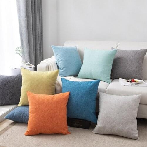 2021 New Modern Simple Plain Color Cotton And Linen Living Room Sofa Cushion Cover Car Office Solid Color Pillow Cover