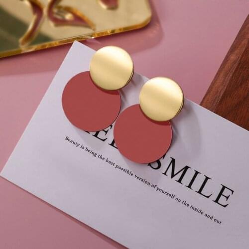 New Korean Acrylic Round Earrings For Women 2020 Fashion Vintage Geometric Dangle Gold Drop Earrings kolczyki Female Jewelry