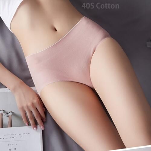 Solid Comfortable Underwear Mid Waist Seamless Pure Cotton Crotch Girl Women Panties Sexy Breathable Underpants