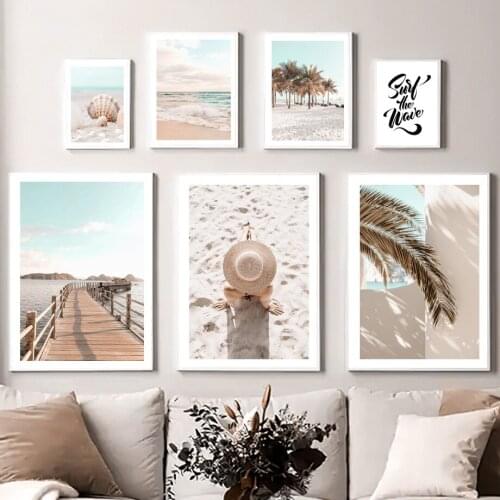 Ocean Beach Starfish Shell Coconut Tree Wall Art Canvas Painting Nordic Posters And Prints Wall Pictures For Living Room Decor