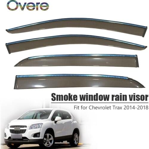Overe 4Pcs/1Set Smoke Window Rain Visor For Chevrolet Trax 2014 2015 2016 2017 2018 ABS Awnings Shelters Guard Accessories