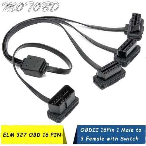 Switch Diagnostic Adapter OBD2 Car Tools OBD 2 Splitter Extension 1 to 3 Y Cable Male Three Port To Female for elm327