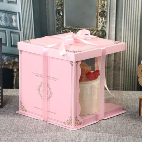 6/8/12inch Transparent Birthday Cake Box Thicken Plastic Cake Packaging Box Organizer For Party Supplies