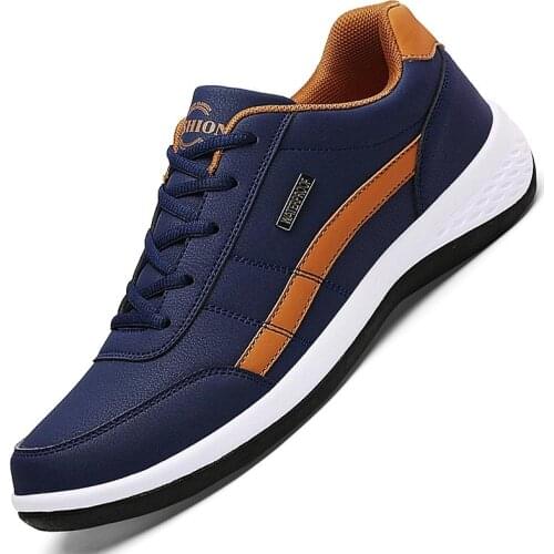 Plus Size Autumn PU Leather Man Sport Shoes Mens Sneakers Mens Original Running Shoes Sports Sneakers Blue Sneackers GMB-1921