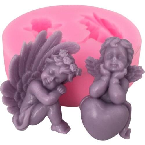 3D Angel Baby Silicone Mold Baby Birthday Party Cake Decorating Tools Cupcake Topper Fondant Baking Chocolate Candy Molds