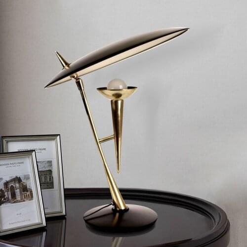 Modern Gold Metal Microphone Table Lamp Restaurant Bar Villa Hotel Office Study Living Room Bedside Fixture TA112
