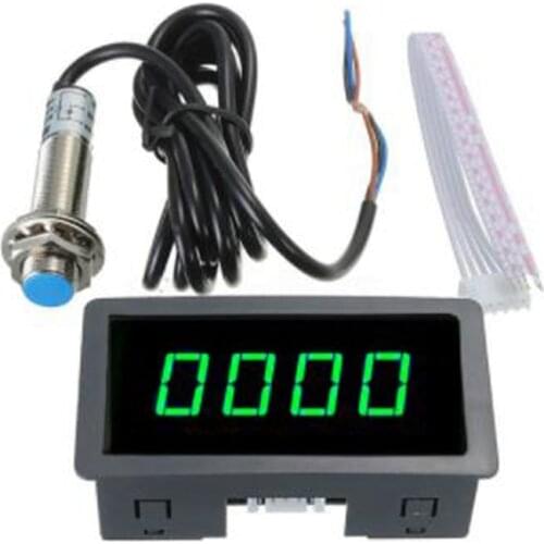 4 Digital LED Display Tachometer RPM Speed Meter High Precision Tachometer With Hall Proximity Switch Sensor NPN