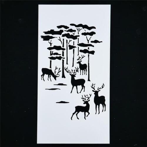 1Pcs Reusable Christmas Deer Tree Shape Stencils Airbrush Painting Art DIY Home Decor Scrap booking Album Crafts