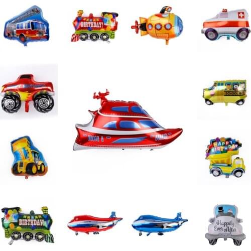 Transportation School Bus Fire Engine Modeling Aluminum Foil Balloon Decoration For Childrens Birthday Party