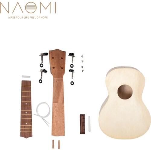 NAOMI 1 Set 21'' Soprano Unfinished Ukulele DIY Kit Maple Plywood Body Hawaii Guitar Ukulele Handwork SET Support Painting