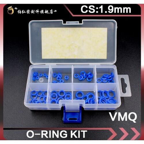 Blue Silicone rubber O-Ring Thickness 1.9mm Ring Seal Silicon Sealing O-rings VMQ Washer oring set Assortment Kit Set O Ring