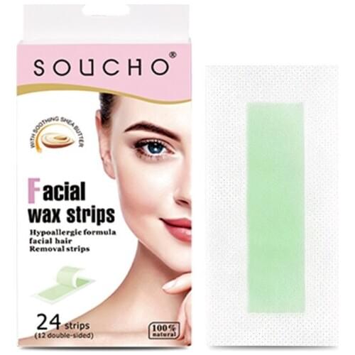24pcs/set Wax Strips Hair Removal Papers Double Sided Depilation Uprooted Silky For Face Lip Hair TSLM2