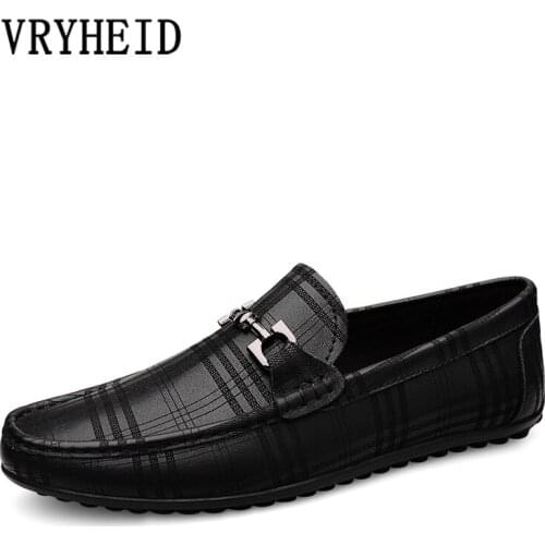 VRYHEID New Men Loafers Soft Moccasins High Quality Spring Summer Genuine Leather Shoes Men Business Casual Flats Driving Shoes