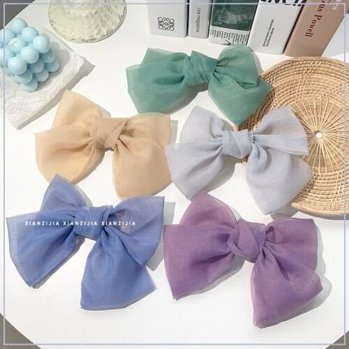 Korea Fairy Yarn Large Bow Spring Clip Ponytail Hair Clip Top Clip Super Fairy Headdress Spring/Summer Hair Accessories