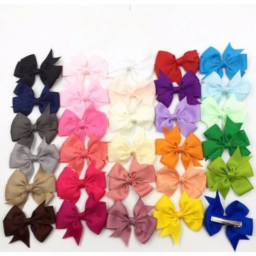 50pcs/lot 3.2" Hair Clips Grosgrain Ribbon Hair Bows For Women Baby Boutique BabyBows Hairclip Girls' Hair Accessories Wholesale